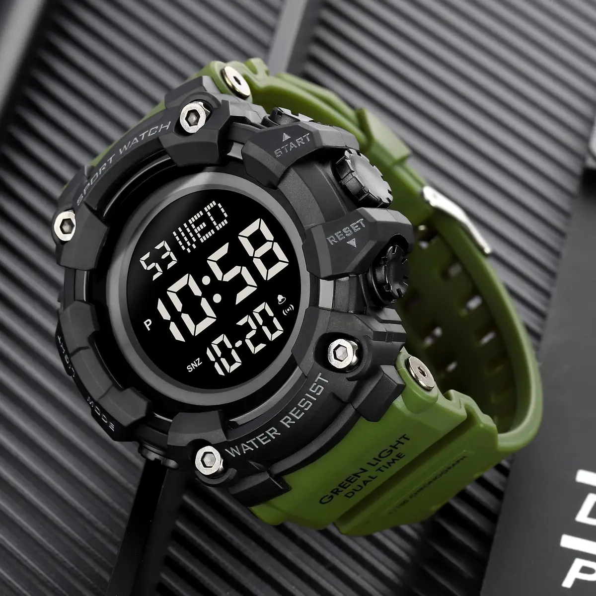 Gosasa Men Sports Military Watches Digital Airplane Shaped LED Light Waterproof Watches (E-Green) | 5ATM Water Resistant, Shockproof, LED Light - view 5