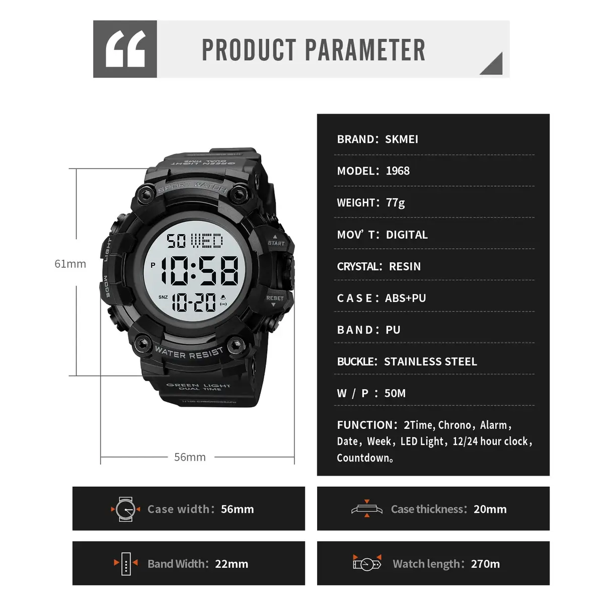 Gosasa Men Sports Military Watches Digital Airplane Shaped LED Light Waterproof Watches (E-Green) | 5ATM Water Resistant, Shockproof, LED Light - view 7