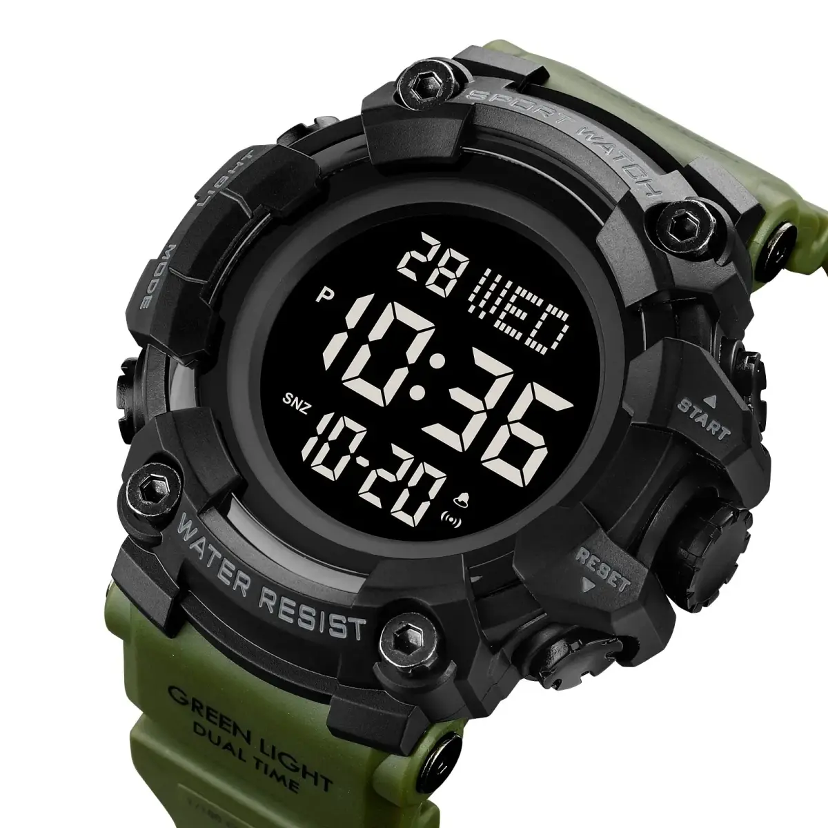 Gosasa Men's E-Green Digital Airplane Watch 47mm Case | Aviation-Inspired Design with LED Light - view 2