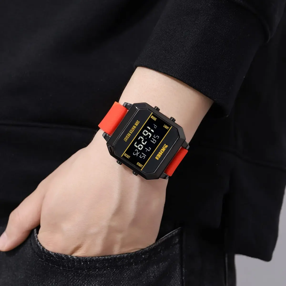 Gosasa Men's D-Red Digital Airplane Watch 47mm Case | Aviation-Inspired Design with LED Light - view 4