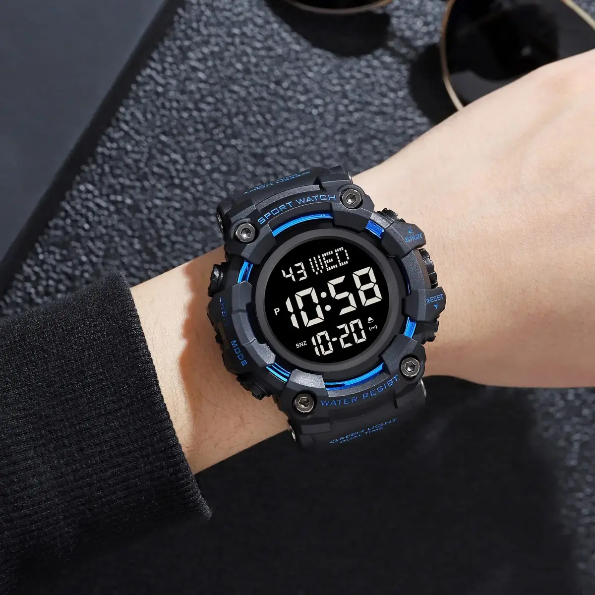 Gosasa Men's E-Blue Digital Airplane Watch 47mm Case | Aviation-Inspired Design with LED Light - view 4