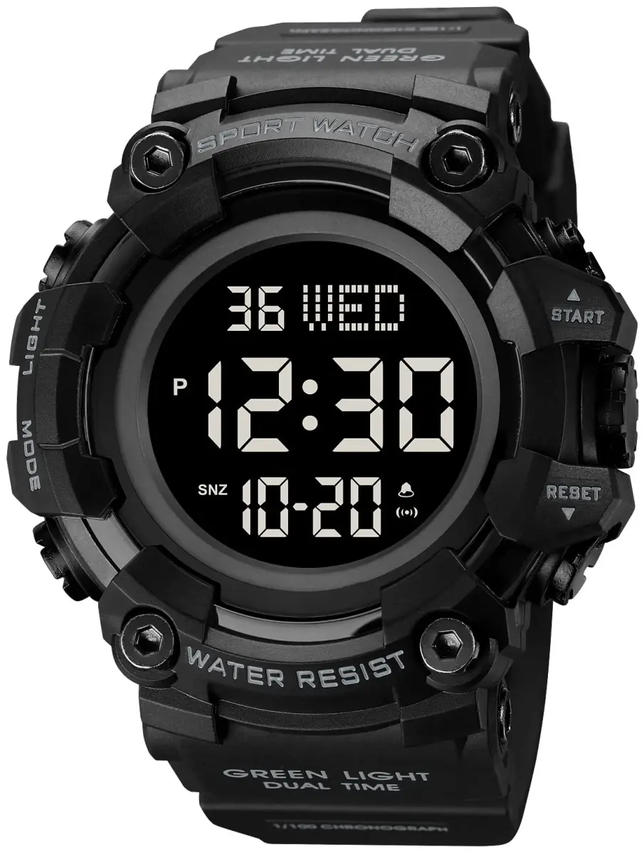 Gosasa Men's E-Black Black Digital Airplane Watch 47mm Case | Aviation-Inspired Design with LED Light - view 3