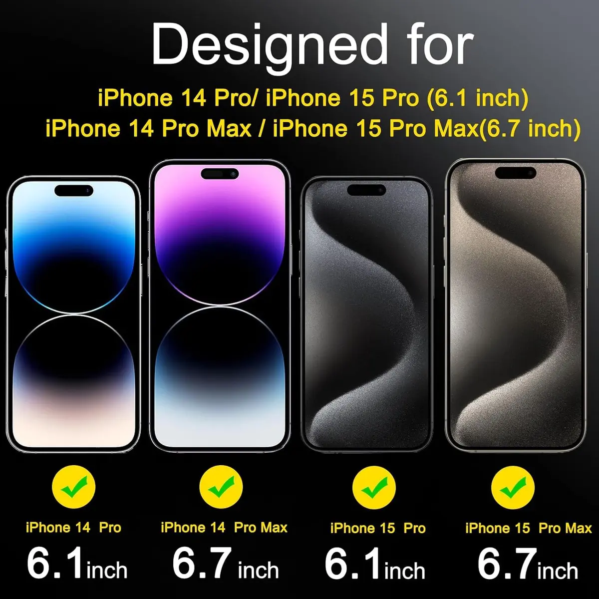 Ferilinso Camera Lens Protector for iPhone 14 Pro Max/15 Pro Max/14 15 Pro | 6 Pack, 9H Glass, Full Coverage, Case Friendly - view 2