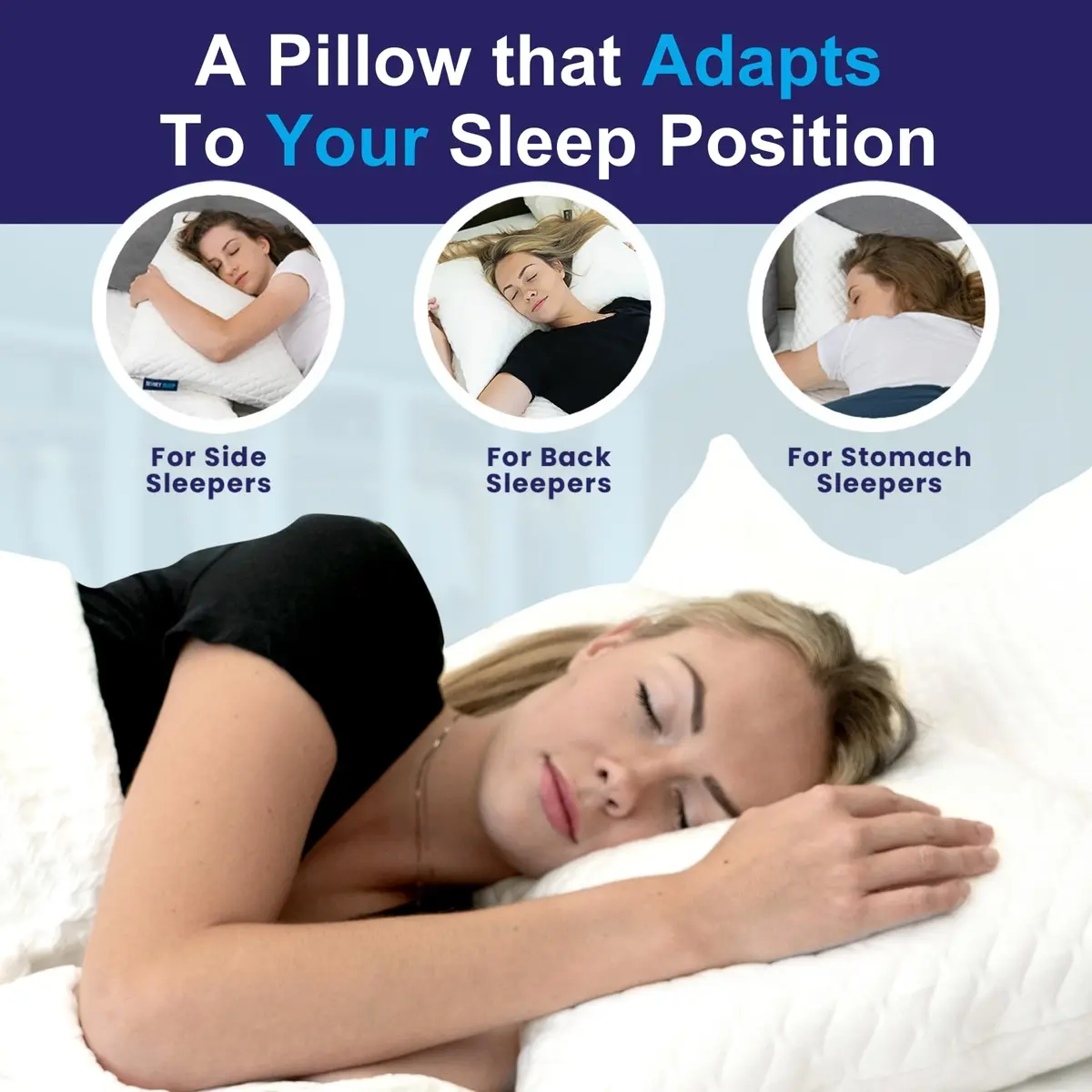 Sidney Sleep Cervical Contour Pillow Queen Size 19" x 29" | Adjustable Neck & Shoulder Support - view 5