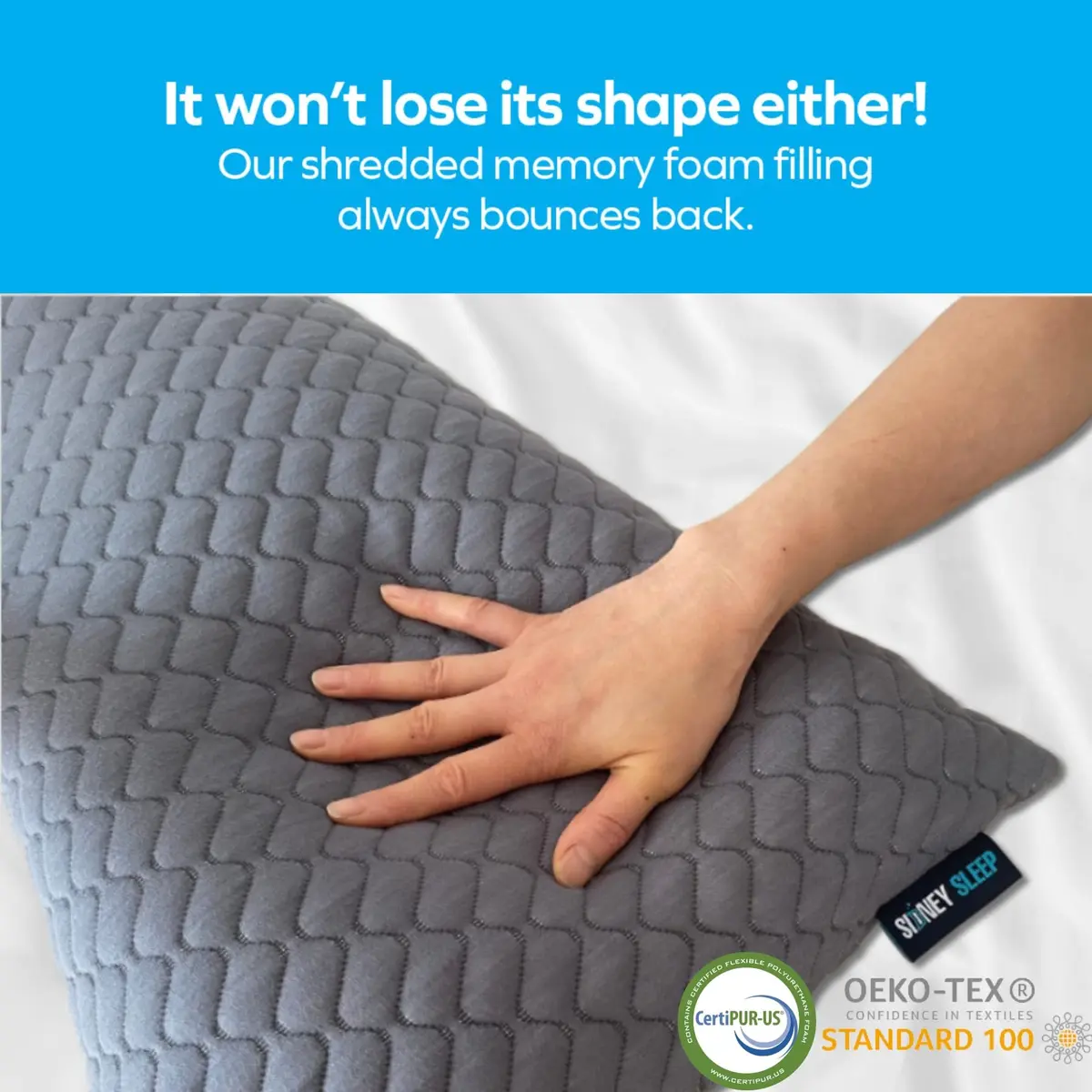 Sidney Sleep Cervical Contour Pillow Queen Size 19" x 29" | Adjustable Neck & Shoulder Support - view 7