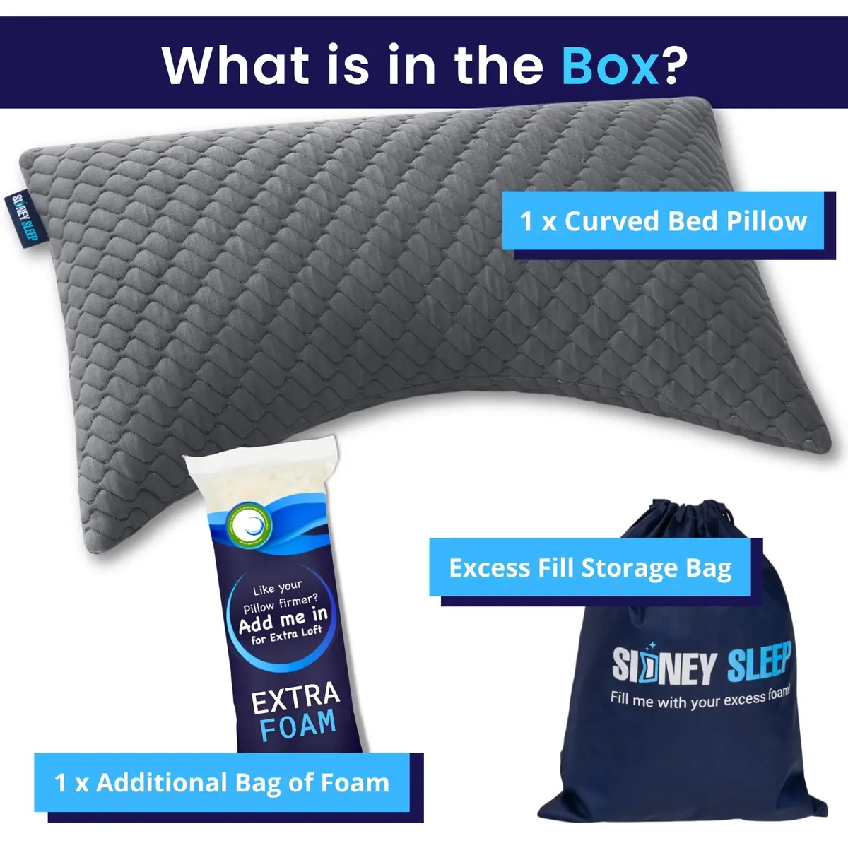 Sidney Sleep Cervical Contour Pillow Queen Size 19" x 29" | Adjustable Neck & Shoulder Support - view 8