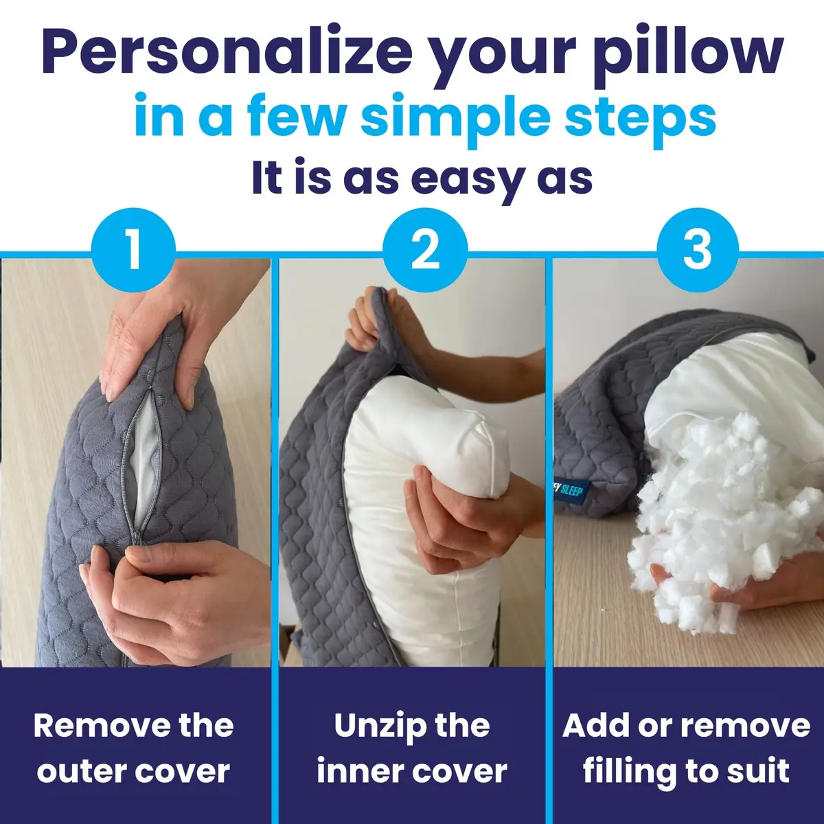 Sidney Sleep Cervical Contour Pillow Queen Size 19" x 29" | Adjustable Neck & Shoulder Support - view 3