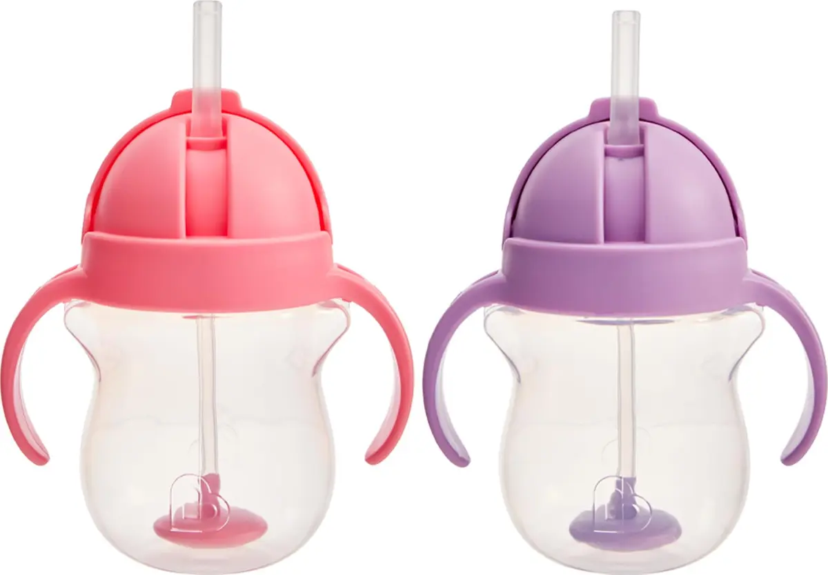 Munchkin Any Angle Sippy Cups, 7 Ounce | Leak-Proof, 2 Pack, Pink/Purple, BPA-Free - main product image