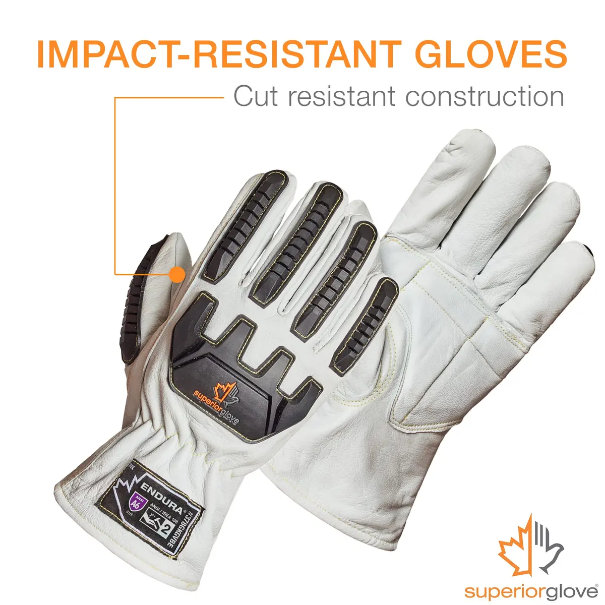 Superior Glove Goatskin Leather Work Gloves Size Small | Impact & Cut Resistant, Vibration Dampening - view 2