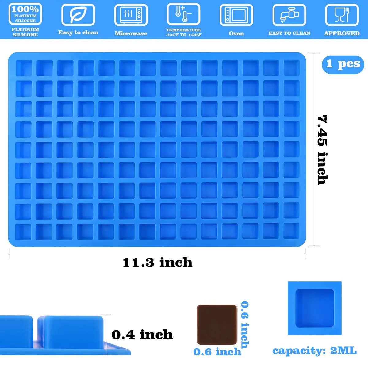 Sakolla 126 Cavity Square Candy Silicone Mold | Food-Grade, Reusable, Temperature Resistant - view 2