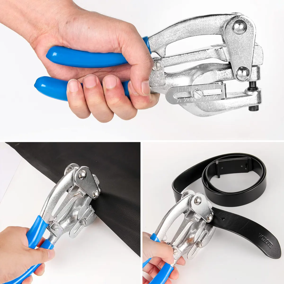 NiQinWuKin Heavy Duty Metal Hole Punch Set | 7 Sizes for Aluminum, Brass & Steel | Blue - view 6