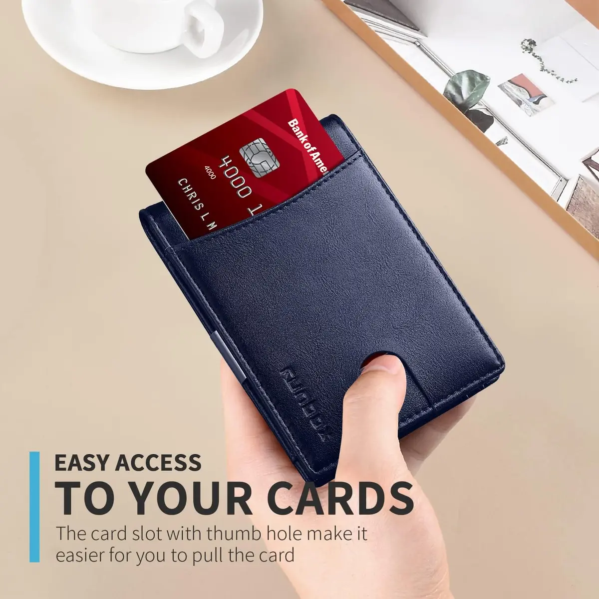 RUNBOX Slim Money Clip Wallets for Men and Teen Boys RFID Blocking 11 Card Holder Small Leather Bifold Gift Box - view 4