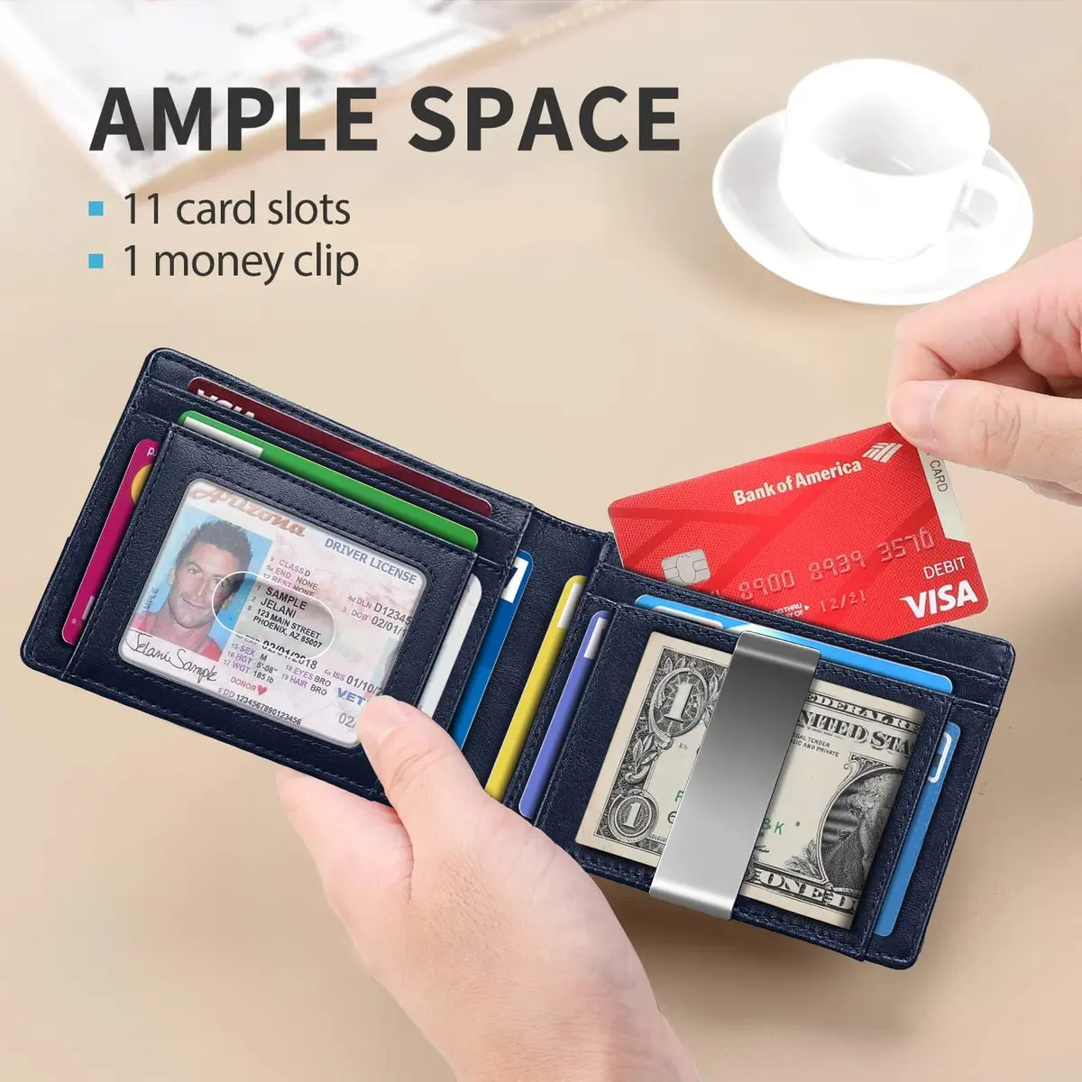 RUNBOX Slim Money Clip Wallets for Men and Teen Boys RFID Blocking 11 Card Holder Small Leather Bifold Gift Box - view 2