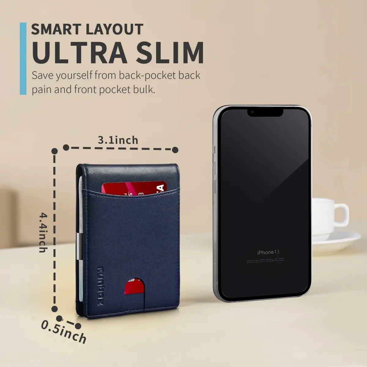 RUNBOX Slim Money Clip Wallets for Men and Teen Boys RFID Blocking 11 Card Holder Small Leather Bifold Gift Box - view 3
