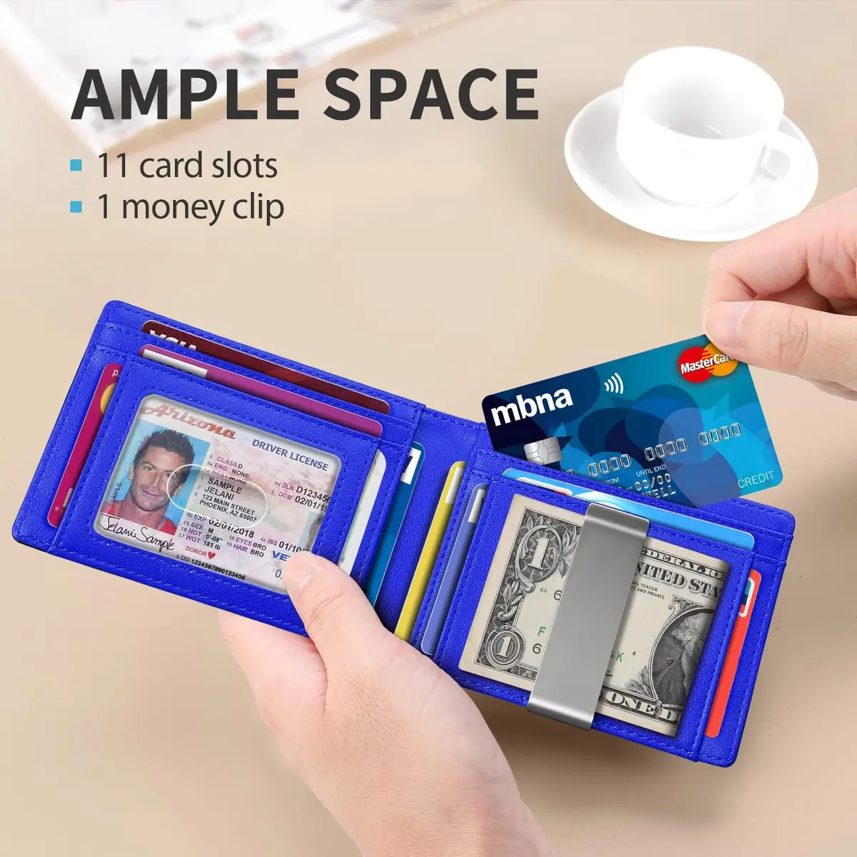 RUNBOX Slim Money Clip Wallets for Men and Teen Boys RFID Blocking 11 Card Holder Small Leather Bifold - view 2