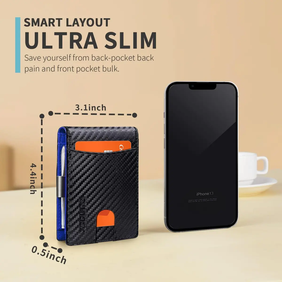 RUNBOX Slim Money Clip Wallets for Men and Teen Boys RFID Blocking 11 Card Holder Small Leather Bifold - view 3