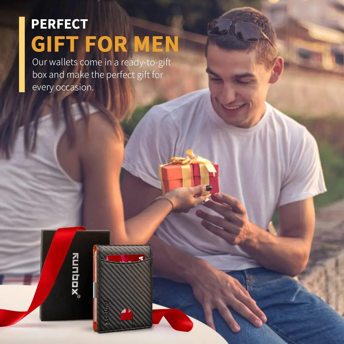 RUNBOX Slim Money Clip Wallets for Men and Teen Boys RFID Blocking 11 Card Holder Small Leather Bifold Gift Box - view 6