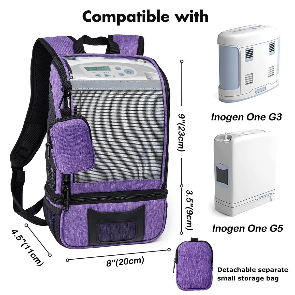 BAGSFY Oxygen Concentrator Backpack for Inogen One G5, G3, Rove 6 | Lightweight Carrying Bag for Accessories & Battery - view 2