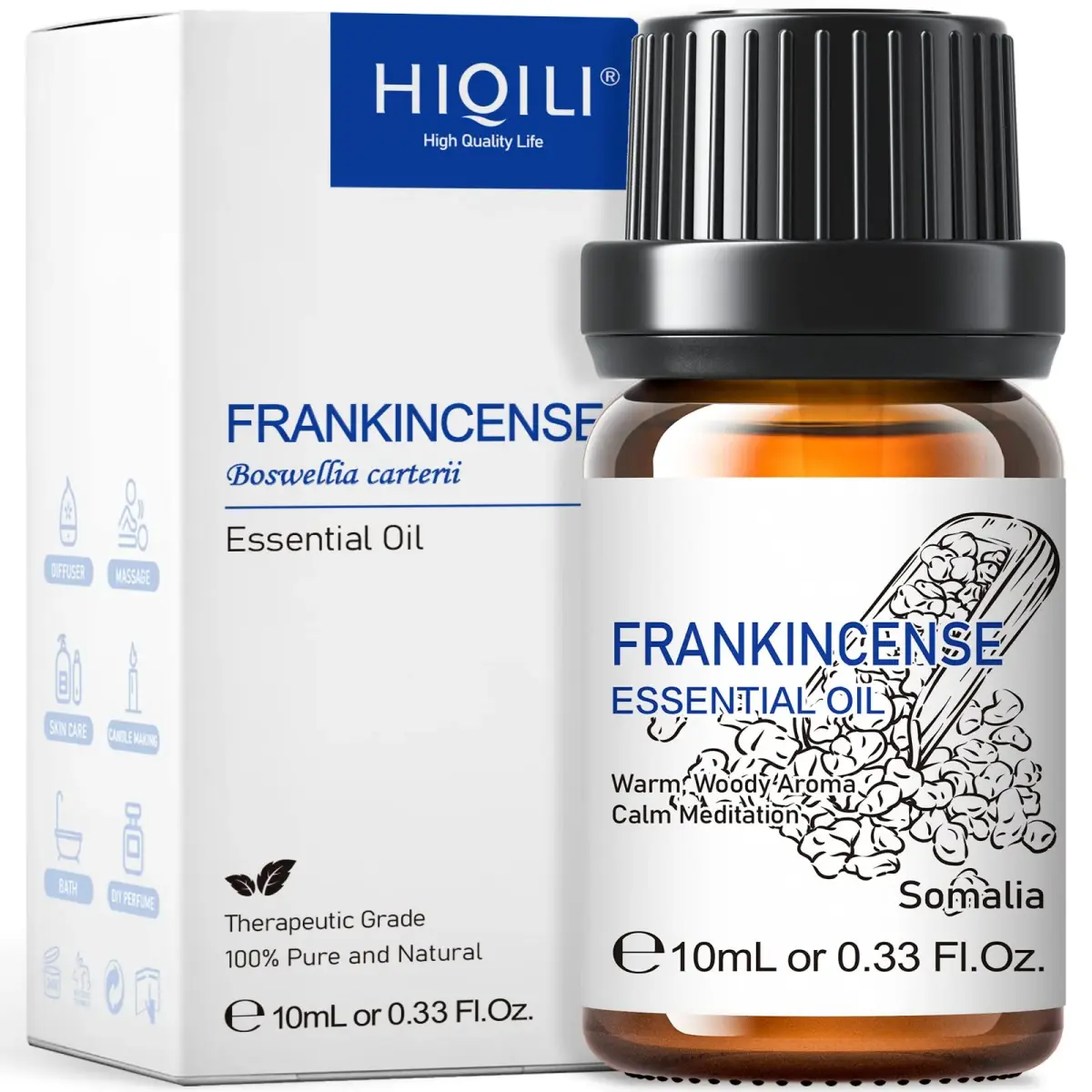 HIQILI Frankincense Essential Oil 10ml | Pure Aroma for Relaxation & Skin Care - main product image