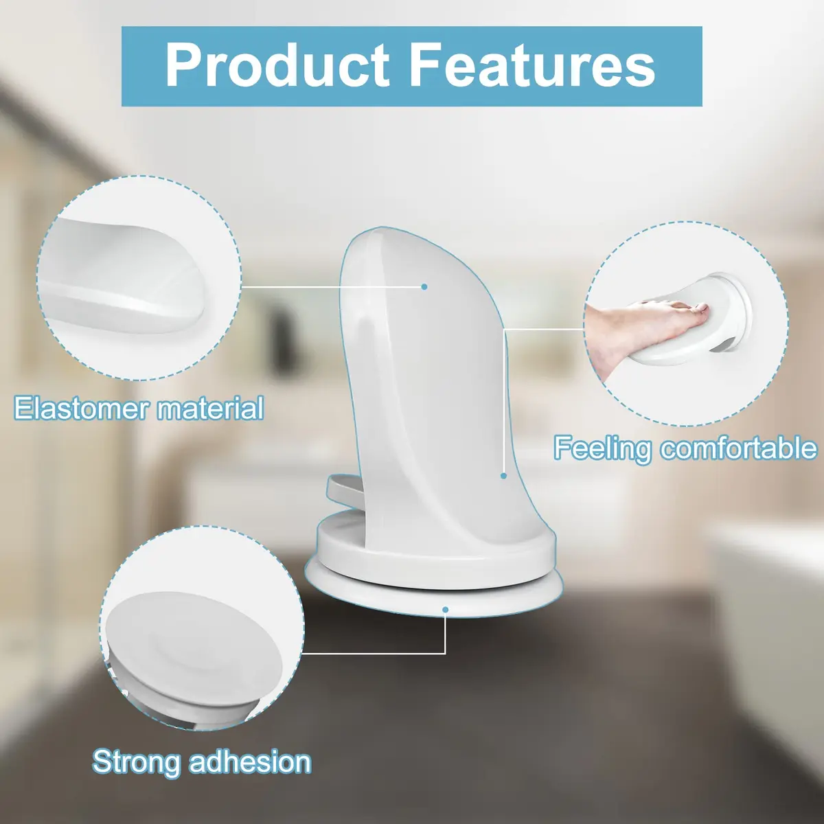 Andiker Shower Foot Rest | Bathroom Pedal with Suction Cup for Legs & Shaving (White) | No Drilling - view 3