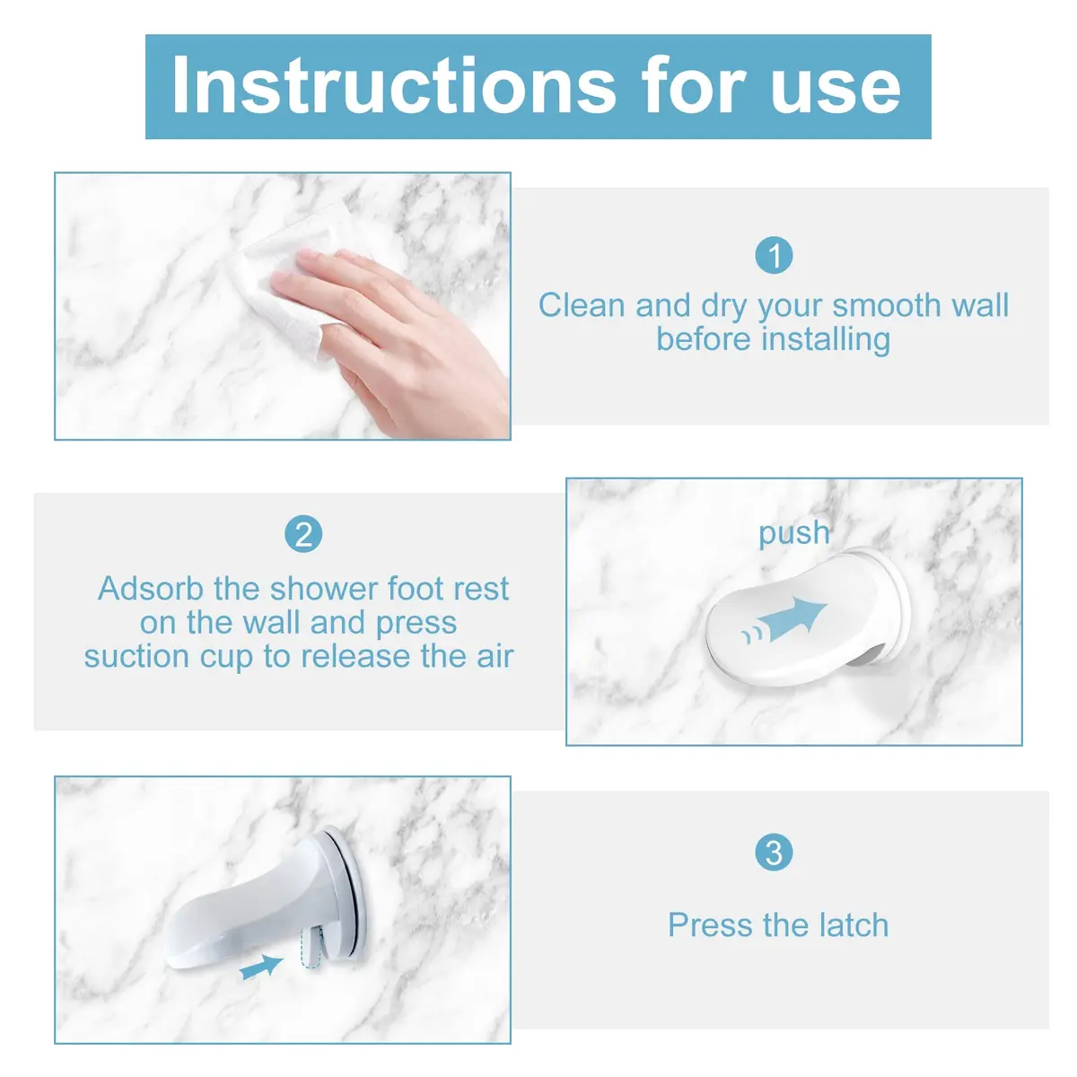 Andiker Shower Foot Rest | Bathroom Pedal with Suction Cup for Legs & Shaving (White) | No Drilling - view 4