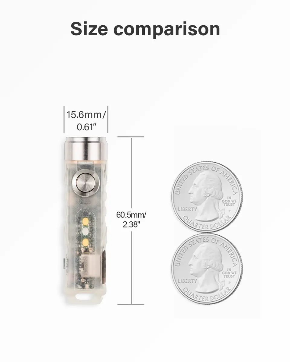 RovyVon Aurora A5 Mini Rechargeable Keychain Flashlight 650 Lumens | Glow-in-Dark Housing & USB-C Fast Charge - view 2