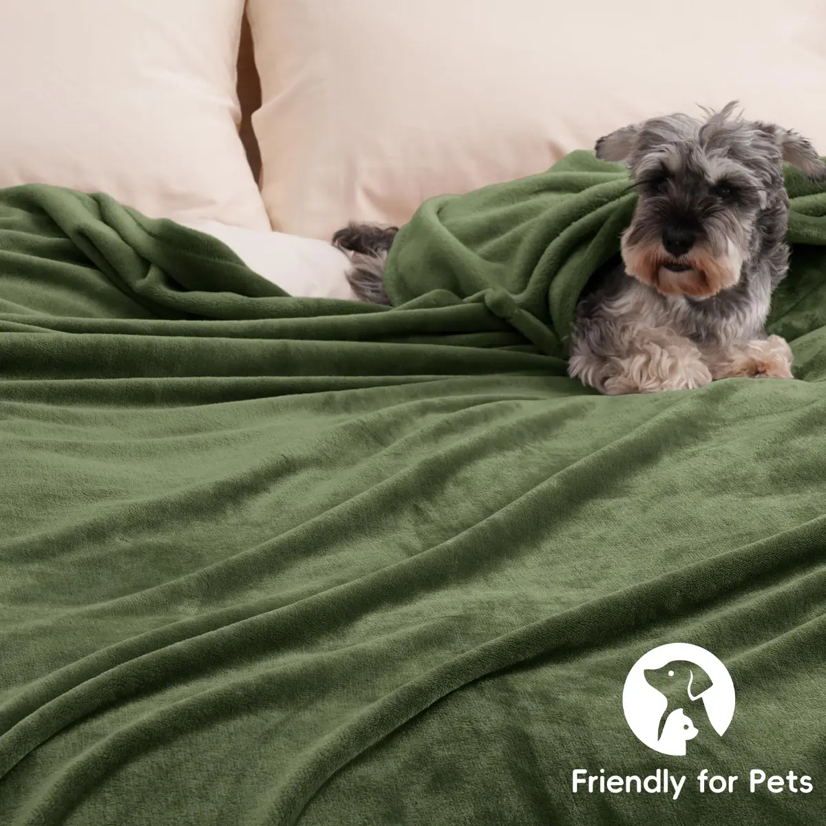 PHF Fleece Throw Blanket 50x60cm | Lightweight Airy Warmth, Olive Green - view 5