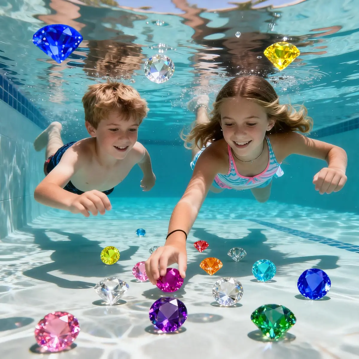NLR FUN Kids Diamond Toy Set 20 pcs (1.58in Each) | Acrylic Gem Party Favors for Treasure Hunts & Pool Games - view 5