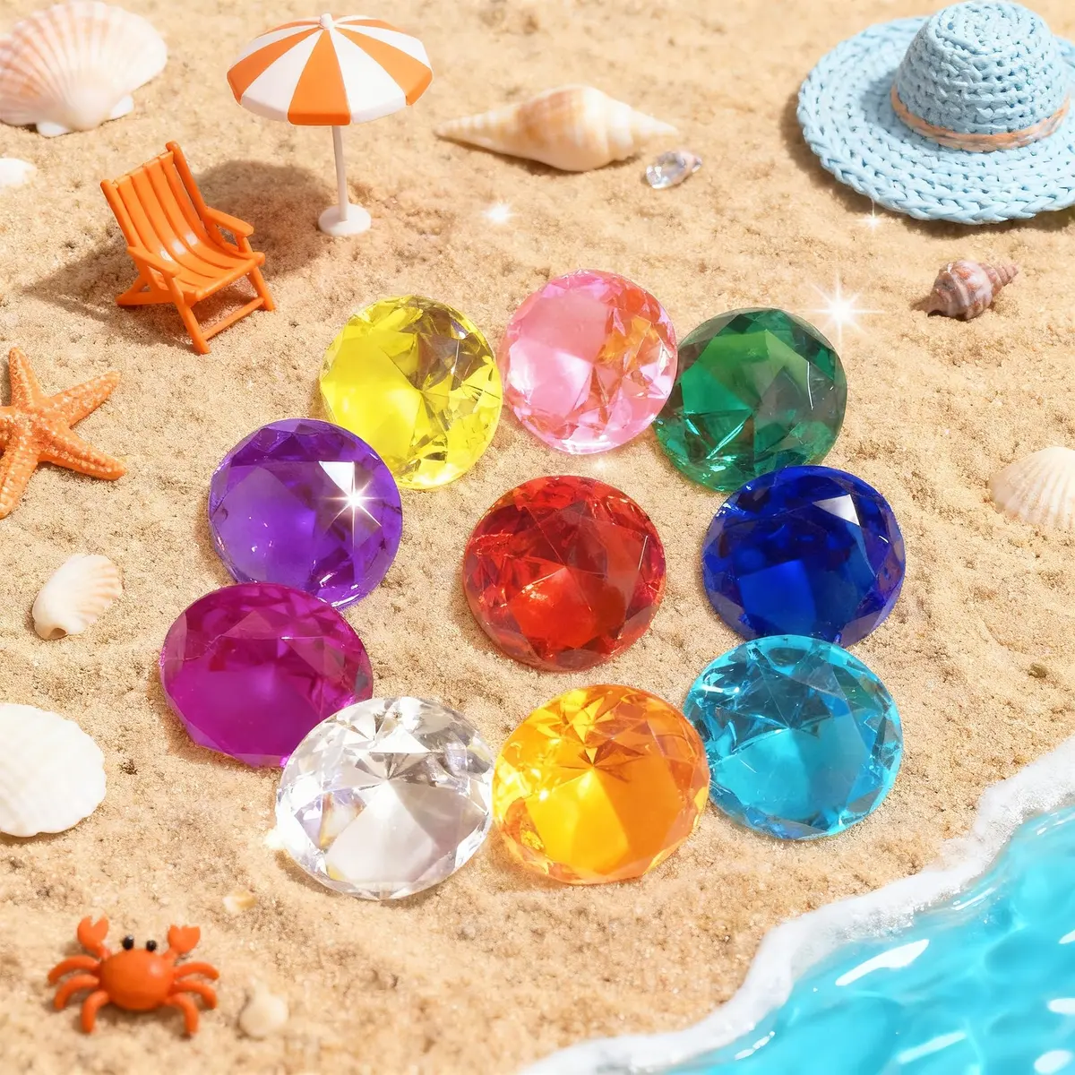 NLR FUN Kids Diamond Toy Set 20 pcs (1.58in Each) | Acrylic Gem Party Favors for Treasure Hunts & Pool Games - view 7