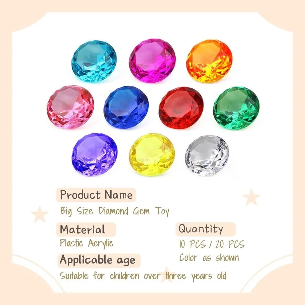 NLR FUN Kids Diamond Toy Set 20 pcs (1.58in Each) | Acrylic Gem Party Favors for Treasure Hunts & Pool Games - view 2