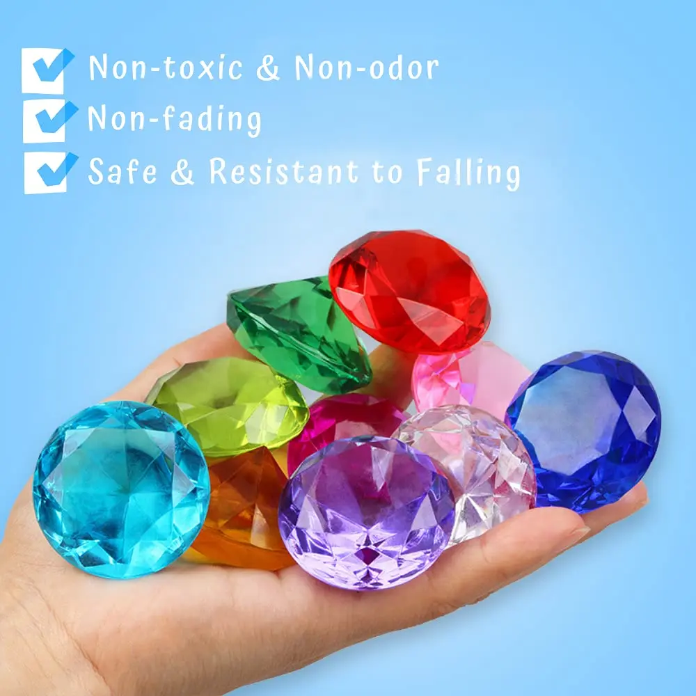 NLR FUN Kids Diamond Toy Set 20 pcs (1.58in Each) | Acrylic Gem Party Favors for Treasure Hunts & Pool Games - view 4