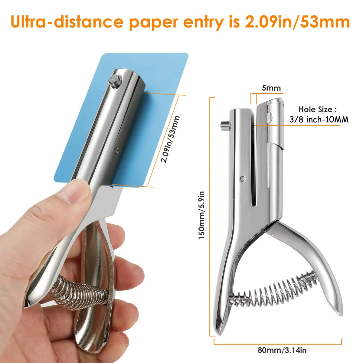 Rikolto Heavy Duty Single Hole Punch 3/8 inch (10mm) Hole | Punches up to 20 A4 Sheets - view 2