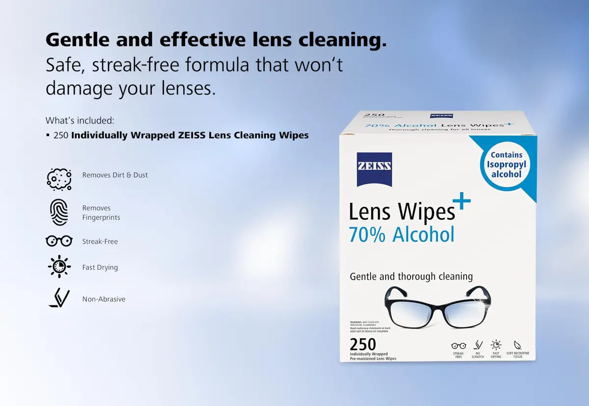 ZEISS Pre-Moistened Lens Cleaning Wipes with 70% Alcohol, 250 Count | Streak-Free Clarity for Optics - view 7