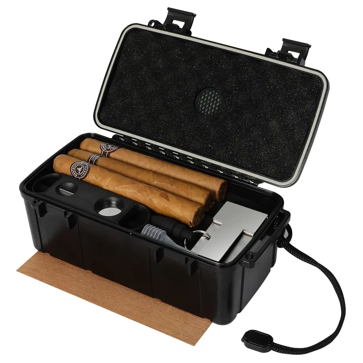 PLAYWITH Travel Cigar Humidor Box Case with Accessories & Spanish Cedar — 12-15 Cigar Capacity, Waterproof & Crushproof - main product image