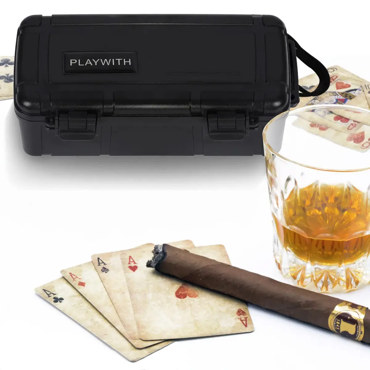 PLAYWITH Travel Cigar Humidor Box Case with Accessories & Spanish Cedar — 12-15 Cigar Capacity, Waterproof & Crushproof - view 6