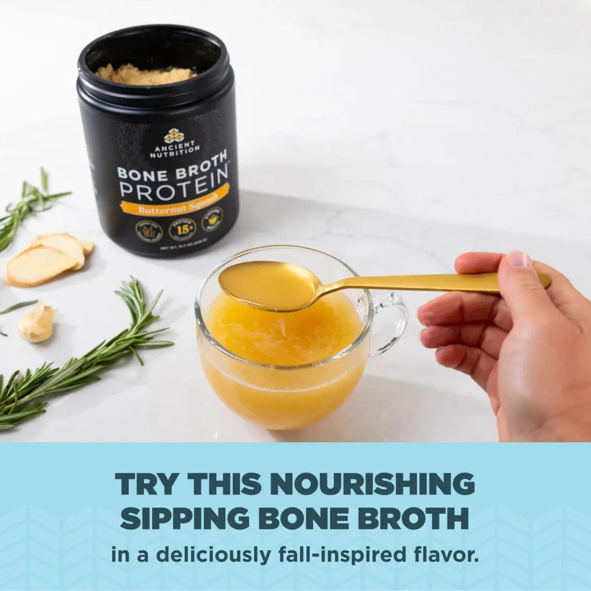 Ancient Nutrition Butternut Squash Bone Broth Protein Powder | 15 Servings - view 4