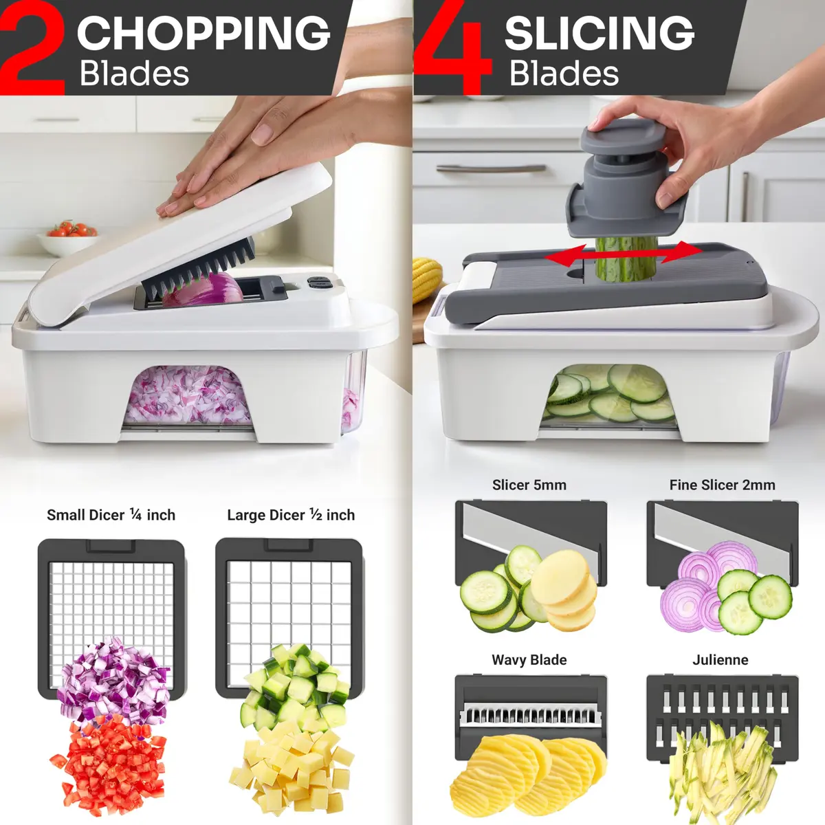 JANSKA Pro-Series All-in-One 12 Blade Mandoline Slicer & Spiralizer | 1.34 kg (2.92 lb) - view 4