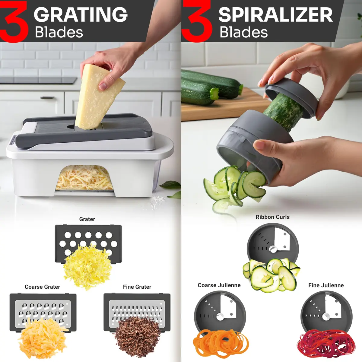 JANSKA Pro-Series All-in-One 12 Blade Mandoline Slicer & Spiralizer | 1.34 kg (2.92 lb) - view 5