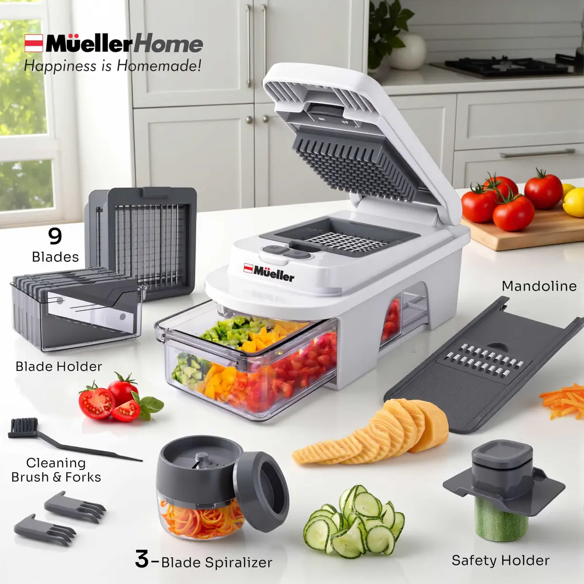 JANSKA Pro-Series All-in-One 12 Blade Mandoline Slicer & Spiralizer | 1.34 kg (2.92 lb) - view 6