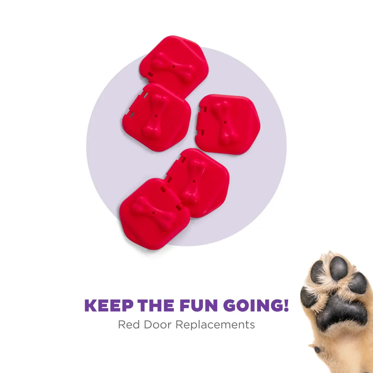 Outward Hound Nina Ottosson Extra Doors for Dog Brick Interactive Dog Puzzle - 5 Pack, Red | Replacement Parts for Dog Enrichment Toys - view 2