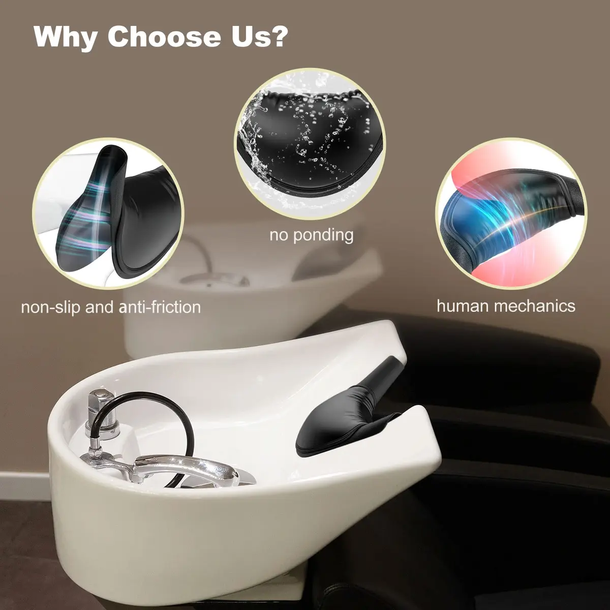 AISEELY Salon Shampoo Bowl Neck Rest Cushion with Silicone Gel Pad & Soft Foam Interior | Ergonomic Comfort for Hair Washing - view 4