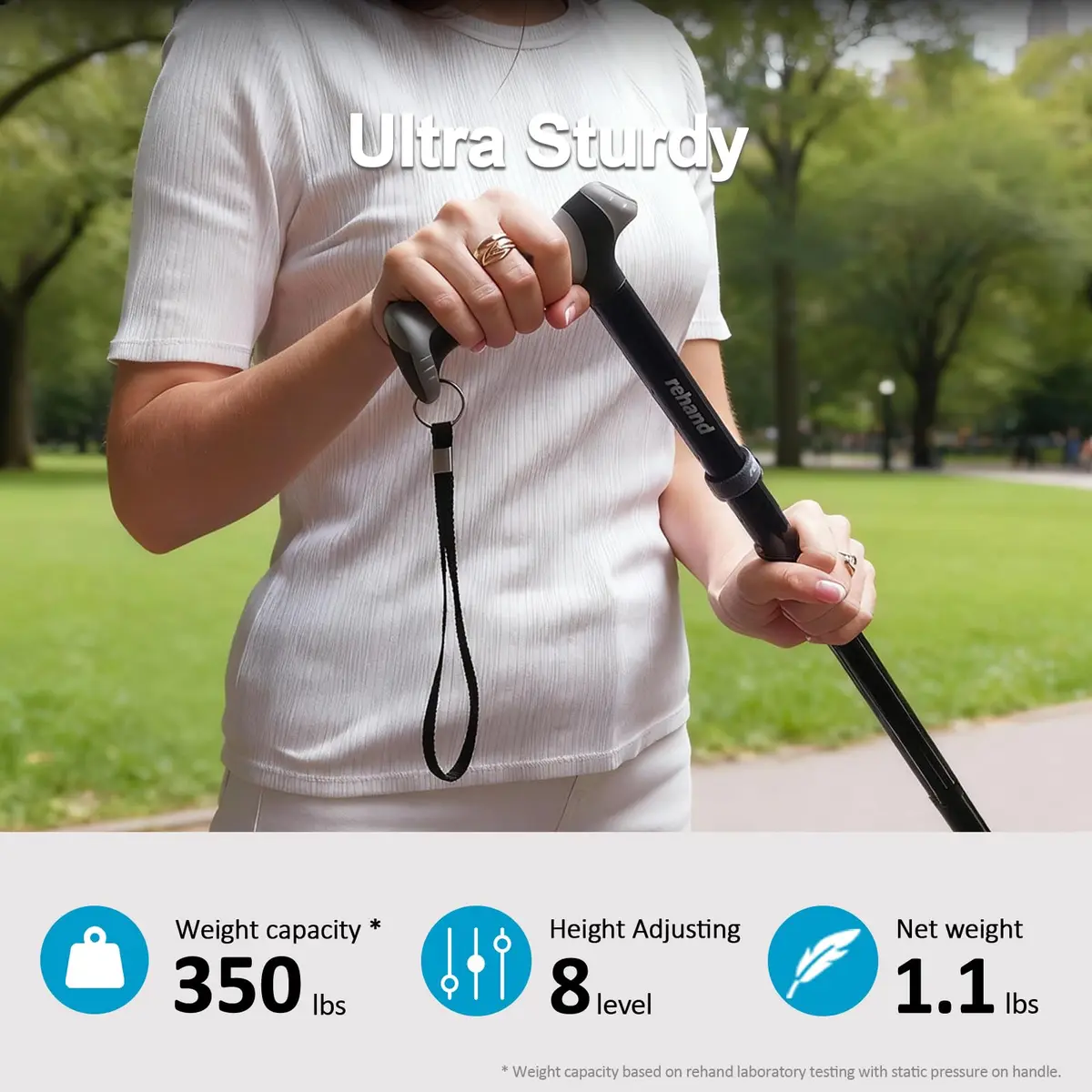 rehand Foldable & Adjustable Walking Cane with All-Terrain Tip and Travel Bag | 78cm-96cm Height Range - view 3