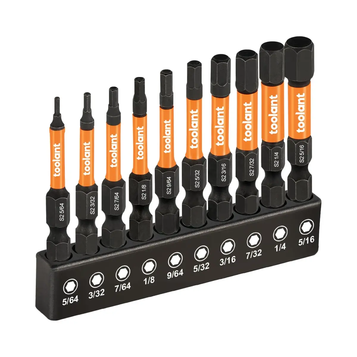 toolant SAE Impact Allen Wrench Drill Bit Set, 10-Piece, 2-inch | 1/4" Hex Shank for Impact Drivers - main product image