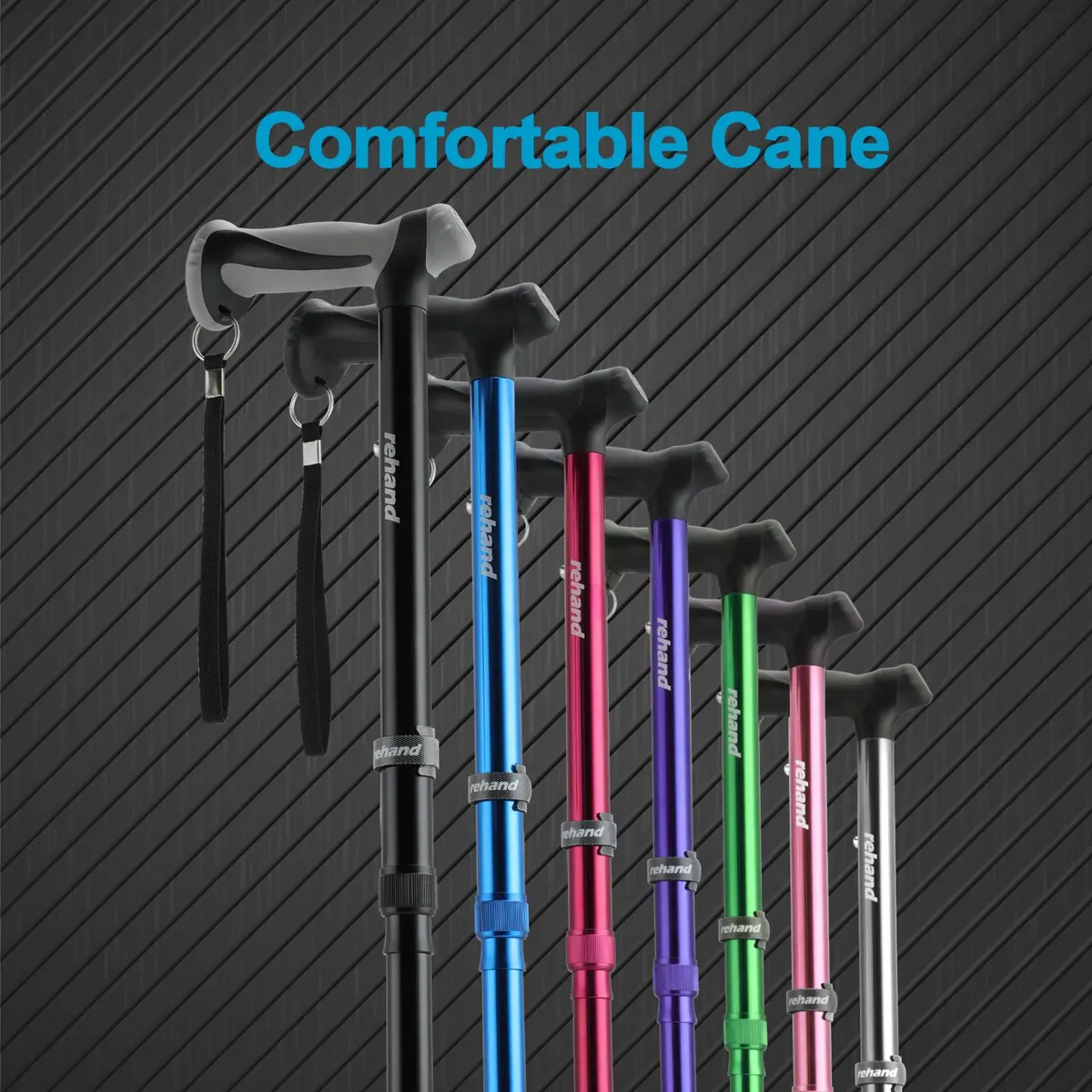 rehand Walking Cane - Foldable, Adjustable, Collapsible | Heavy Duty All Terrain Tip for Seniors & Adults - view 8