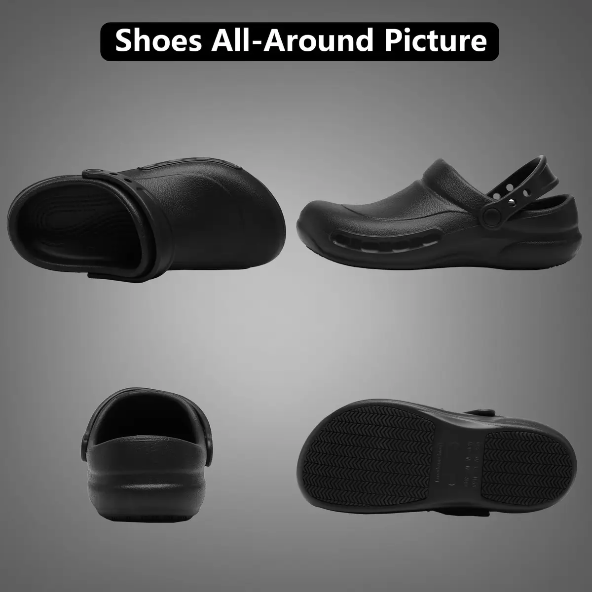 ZEENXIUYA Unisex Non-Slip Kitchen Clogs Black Size 7 Women/9 Men | Waterproof Work Shoes - view 6