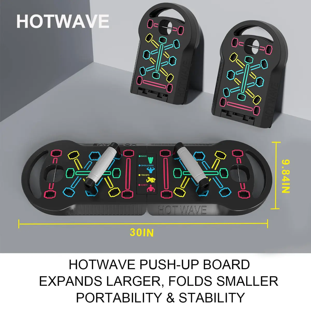 HOTWAVE Push Up Board Foldable 20 in 1 | Portable Calisthenics Stand for Full Body Workout - view 7
