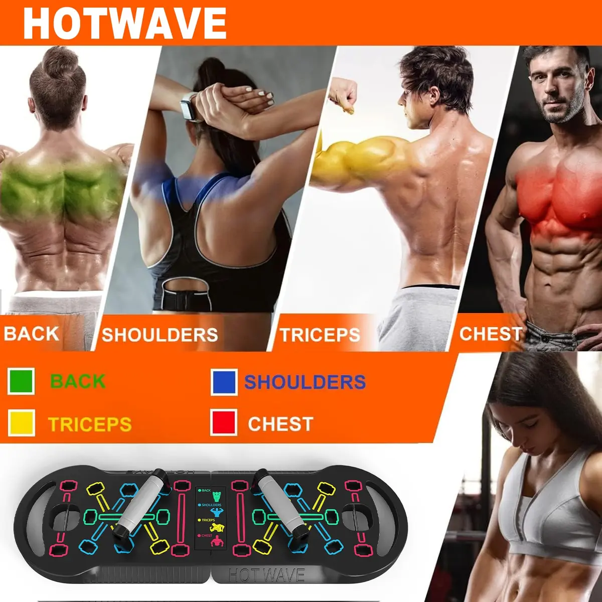 HOTWAVE Push Up Board Foldable 20 in 1 | Portable Calisthenics Stand for Full Body Workout - view 2