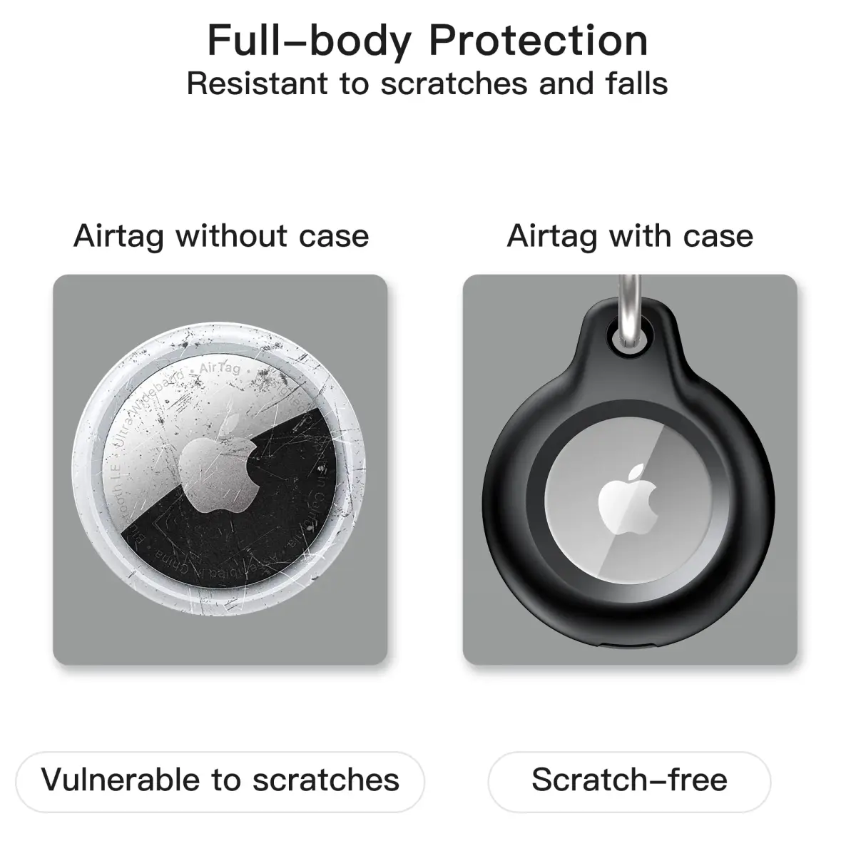 Lanteso Airtag Holder Case with Keychain, 4 Pack Waterproof Shockproof Protective Cover for Apple Air Tags, Airtag Accessories for Pets, Kids, Luggage, Keys - view 4