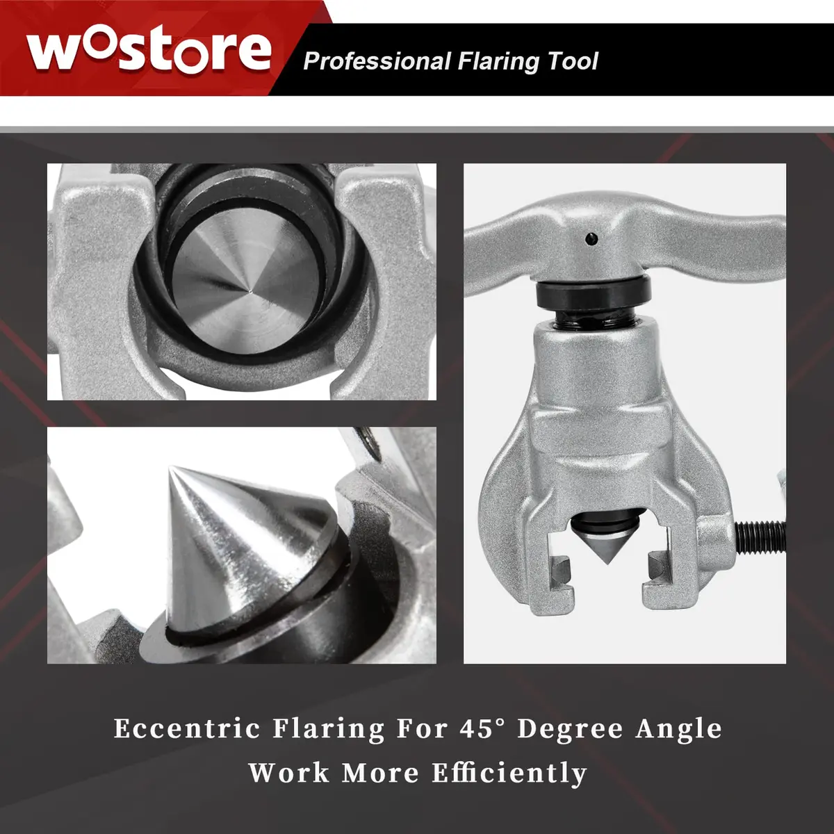 Wostore Eccentric Flaring Kit, 7 Dies 3/16-3/4" 45° Heavy Duty HVAC | Precise Flare Tool for Copper & Steel - view 4
