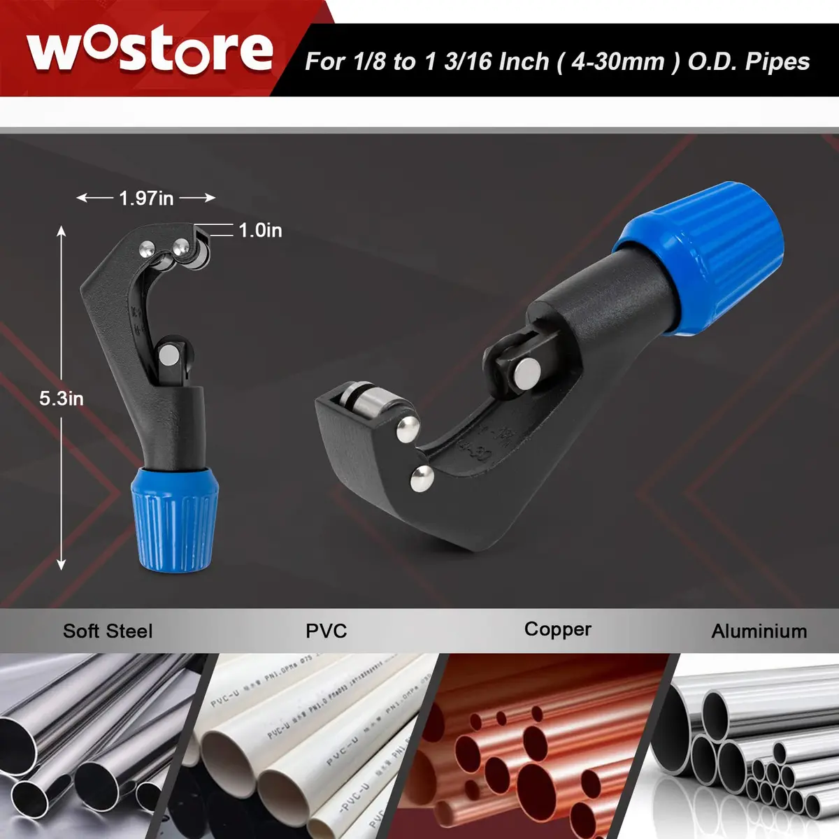 Wostore Eccentric Flaring Kit, 7 Dies 3/16-3/4" 45° Heavy Duty HVAC | Precise Flare Tool for Copper & Steel - view 5